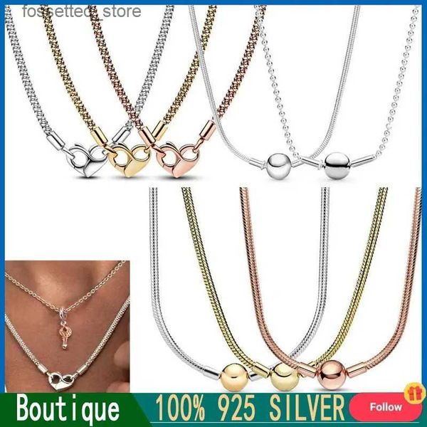 Collares colgantes Collar original para mujer Me Snake Bone Stud Collar % 925 Plata esterlina DIY Charm Joyería Regalo Moda Luz Lujo L240311