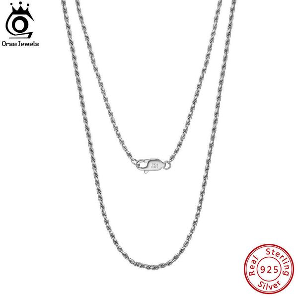 ORSA JEWELS 1.5MM Italien Fait Main Argent Diamant-Taille Corde Chaîne Collier pour Homme Femme Argent Sterling 925 Twist Chaîne SC29-1.5 G230202