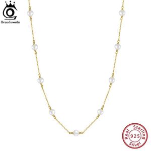 Hanger kettingen orsa juwelen 14k goud 925 sterling zilveren parel ketting met 3-4 mm handgemaakte natuurlijke barokke parel kleine ketting voor vrouwen GPN19 Q240525