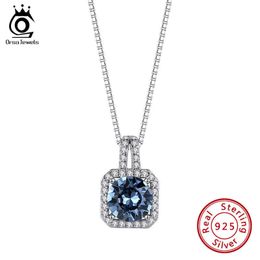 Pendentifs de collier ORSA bijoux bleu cristal collier pour femmes 925 argent pendentif collier femme exquis romantique Fine bijoux collier SWN01 Z0321