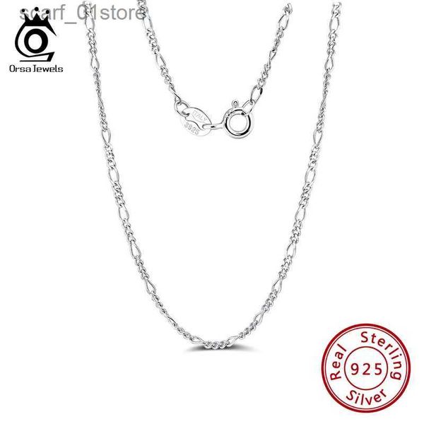 Pendentifs ORSA JEWELS Chaîne à maillons Figaro taille diamant italien 1,7 mm Collier en argent sterling 925 40 45 50 cm de longueur Collier chaîne SC27-PL231123