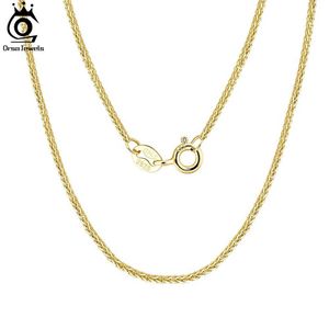 Hangende kettingen orsa juwelen Italiaanse handgemaakte 1,2 mm chopin ketting ketting vast 925 sterling zilveren dames 14k goud vergulde keten sieraden sc53q