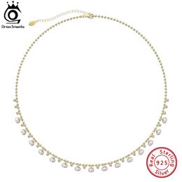 Pendentif Colliers ORSA JEWELS Unique 925 collier de perles en argent Sterling avec perles naturelles Vintage chaîne de cou ras du cou pour les femmes bijoux GPN37 230915