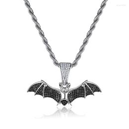 Hanger Kettingen Uit Zwart Zirkoon Vleermuis Ketting Voor Mannen Vrouwen Mode Hip Hop Punk Gothic Party Sieraden Drop