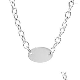 Colliers de pendentif Collier à charme ovale pour femmes bijoux en acier inoxydable coucheur d'été 6 mm Rolo Drop Livracing Pendentids otbm4