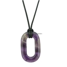 Hanger Kettingen Ovale Edelsteen Ketting Handgemaakte Verlangde Uitgeholde O Vorm Healing Chakra Crystal Choker Drop Levering Dhgarden Dhpra