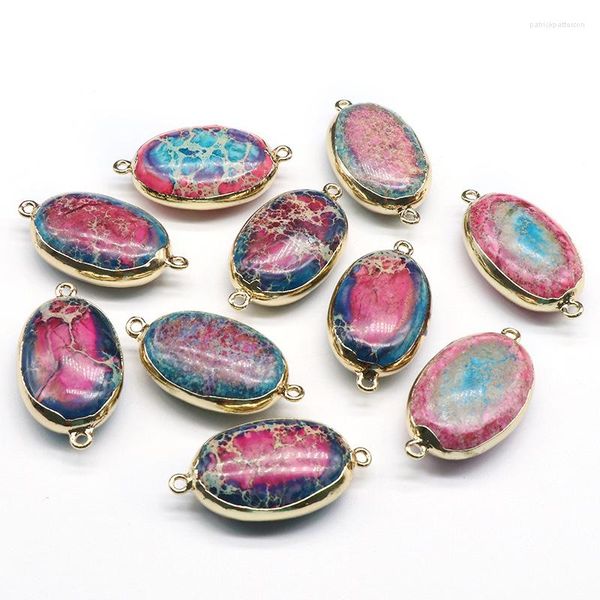 Collares colgantes Oval Imperial Piedra Colgantes Multicolor Imperio Emperador Turquesas Jaspers Péndulo Accesorios para mujeres étnicas Joyería