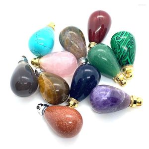 Collares pendientes Ovxxons 1 Uds. Transfronterizo 19x37mm piedra Natural verde Dongling forma de gota de agua accesorios DIY