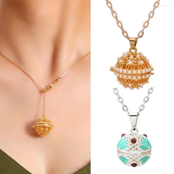 Colliers pendants Collier Cage Perle Collier Essential Huile DIFFUSER LOCET MUSIQUE BALLE FLOIRES simples Femmes Bijoux Gift