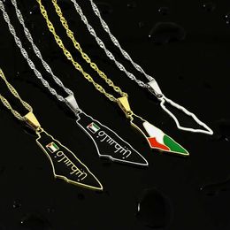 Colliers pendants Palestine Fashion National Carte Flag Pendre Collier En acier inoxydable pour hommes et bijoux ethniques Gift H240506