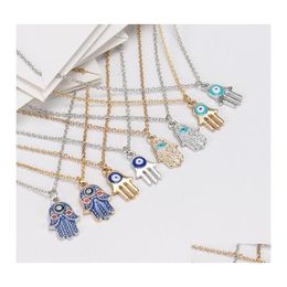 Pendentif Colliers Palm Pendentif Collier Evil Eye Originalité Délicat Plaqué Or Bijoux Femme Homme Carte Colliers 2 2BD K2 Drop Del Dhlmw