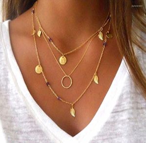 Hanger kettingen Pameng zilveren kleuren kettingbladeren multi -lay choker ketting voor vrouwen collier femme sieraden goud