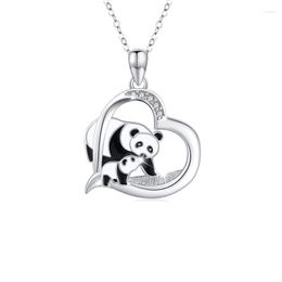 Hanger Kettingen Panda In Hart Verklaring Voor Mama's Liefde Mode Helder Kristal Leuke Dieren Ketting Bruiloft Sieraden Gift