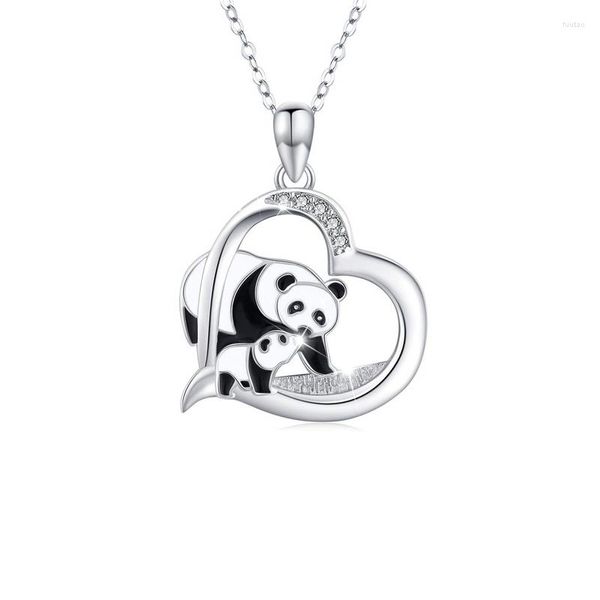 Pendentif Colliers Panda En Coeur Déclaration Pour L'amour De Maman Mode Cristal Clair Mignon Animal Collier De Mariage Bijoux Cadeau