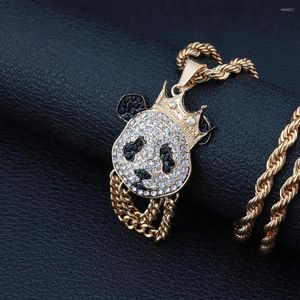 Pendentif Colliers Panda Collier Cubain Lien Chaîne Femmes Rock Punk Cristal Strass Couronne Accessoires Hip Hop Bijoux