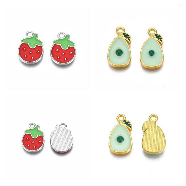 Colliers de pendentif Pandahall 100pcs Strawberry Avocado Shape Rack Placing Alloy Ematel Pendants pour bracelet Boucle d'oreille Collier Bijoux