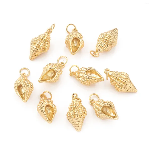 Pendentifs Colliers Pandahall 10pcs Conch Charms Pendentifs en laiton avec anneaux de saut pour collier Bracelet boucle d'oreille bijoux faisant cadeau