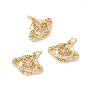 Collares pendientes Pandahall 2 piezas Earth Brass Micro Pave Clear CZ Cubic Zirconia Charms con anillo de salto para pulsera collar fabricación de joyas