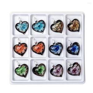 Pendentif Colliers Pandahall À La Main Murano Gros Pendentifs Coeur Fleur Murano Verre Charmes Pour Femmes Collier DIY Fabrication De Bijoux 24 Pcs