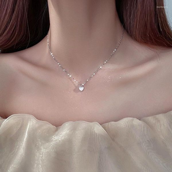 Collares colgantes PANJBJ Color plata Oro Amor Corazón Collar para mujeres Chica Lindo Diseño de moda Joyería de concha Regalo de cumpleaños Gota