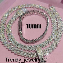 Hanger kettingen Pass diamant tester moissanite Cubaanse schakelketting dropshipping 925 sterling zilver verguld stokbrood moissanite hiphop sieraden