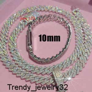 Hangende kettingen passeren diamant tester Moissanite Cuban Link Chain Dropshipping 925 Sterling zilvergouden vergulde stokbrood Moissanite hiphop sieraden