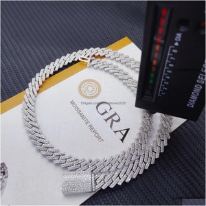 Hanger Kettingen Pass Test 8-14Mm Brede Gra Moissanite Diamant Goud Sterling Sier Cubaanse Link Chain Voor Mannen hip Hop Ketting Drop Deliv Dheuo