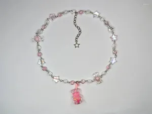 Hanger kettingen pastel roze snoep ketting choker - kralen sieraden {Bearies} (pastel Goth Grunge Y2k Fairycore Kawaii)