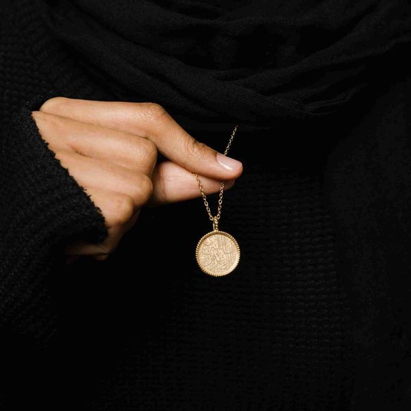 Colliers pendants Patience Collier de jeton 18K Collier en acier inoxydable plaqué Gift Muslim Gift Personalized Giftwx