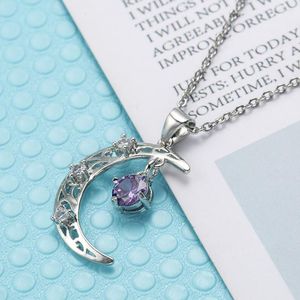 Hanger kettingen patroon mode ketting vrouwen violet zirkoon sieraden bruidsmeisje geschenken maan groothandel