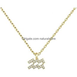 Pavoi 14K plaqué or Cz astrologie collier cadeaux pour femmes zodiaque colliers livraison directe bijoux colliers pendentif Dhfsa