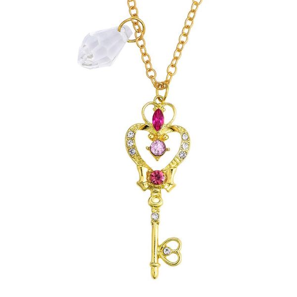 Collares colgantes PCS Anime Sailmoon Key Collar Gold Magic Varita para niñas Mujeres Dainty Crystal Jewelry Bulkpended