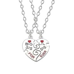 Collares colgantes unids/set, collar de hermana pequeña grande para mujeres y niñas, gargantilla con forma de corazón, hermanas para siempre, regalos de joyería Bff, colgante 2022