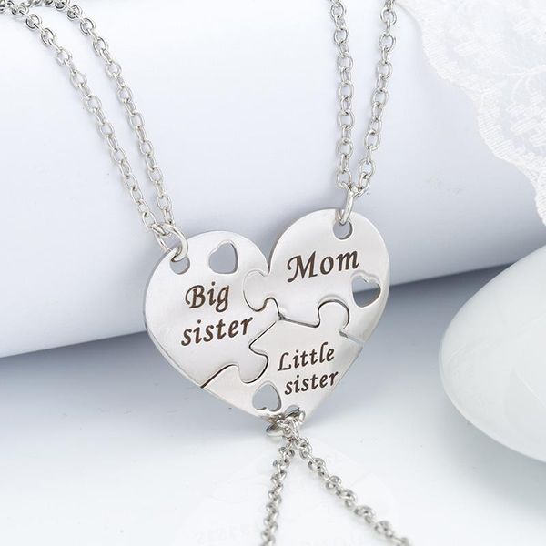 Pendentif Colliers Pcs / Set Mère Fille Collier En Métal Soeur Maman Coeur Contacté Ensemble Beaux Bijoux Cadeaux