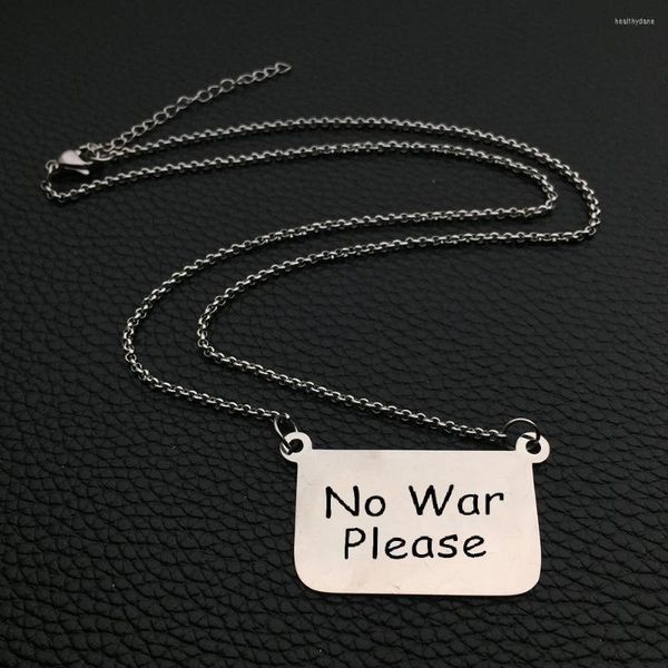 Collares pendientes símbolo de la paz sin guerra por favor collar de acero inoxidable oración inspiradora para regalo de joyería de moda YP8868