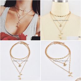 Pendentif Colliers Coeur De Pêche Cupidon Amour Rose Fleur Collier Pour Femmes Mode Mtilayer Ensemble Bijoux Cadeau Drop Delivery Pendentifs Dhs8X