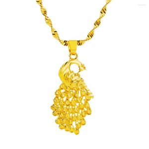 Pendentif Colliers Paon En Forme De Charme Chaîne Or Jaune Rempli Filles Femmes Collier Beau Cadeau Goutte