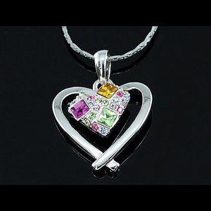 Pendentif Colliers Peacock Star Multi-Color Heart Collier de cristaux autrichiens CSN196