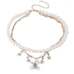 Colliers pendentif collier de perles collier gothique effrayant Halloween bijoux unique étoile frange tour de cou
