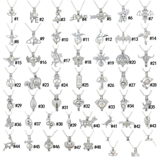 Pendentif Colliers Perle Cage Amour Souhait Oyster Naturel Ouvert Creux Médaillon Charme Sier Chaîne Pour Femmes Mode Bijoux En Drop Delivery Dhrtq