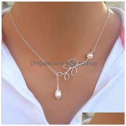 Hanger Kettingen Parel Blad Hangers Kettingen Voor Vrouwen Fijne Sieraden Mode Sier Plating Dame Feestjurk Charms Infinity Chain Cho Dhjpd