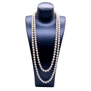 Collier Long en perles blanches d'eau douce naturelles, Long pull, chaîne de robe de fiançailles, collier Long pour femmes, 231118