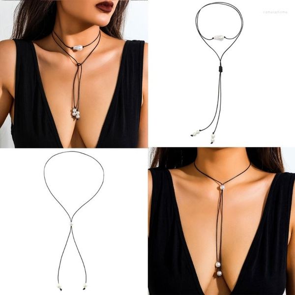 Collares colgantes perlas longas largas collar de cera