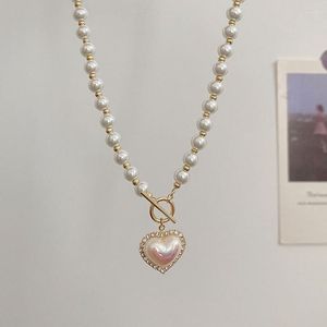Pendentif Colliers Collier de perles pour femmes filles coeur mode coréenne ras du cou bijoux accessoires de fête cadeaux amis 2023