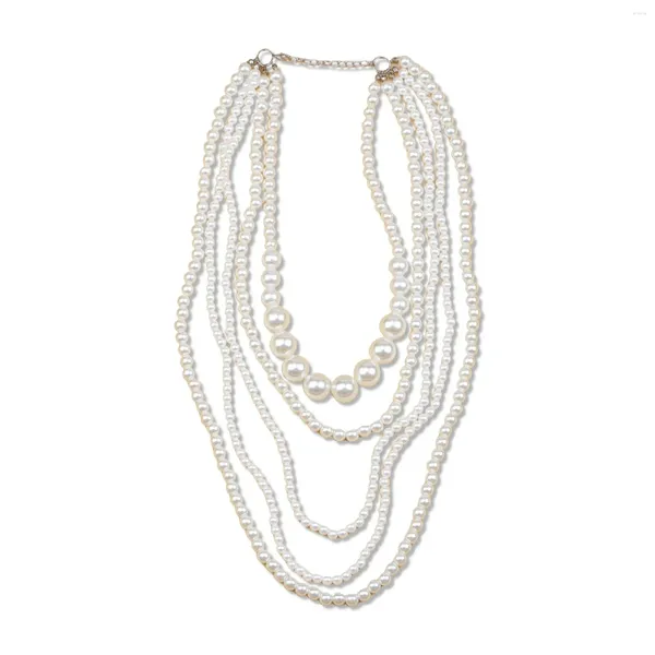 Collares colgantes Collar de perlas para mujeres Big Long Chunky Declaración Bead Bib Perlas de imitación Joyería de traje a juego occidental