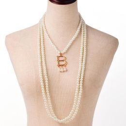 Colliers pendentifs Collier de perle lettre b fille femme collier ami halloween bijoux