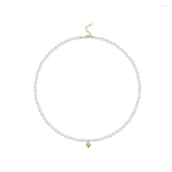 Pendentif Colliers Perle Petites perles en forme de riz Collier Fine Light Luxe Clavicule Chaîne Cou Femelle Niche Design