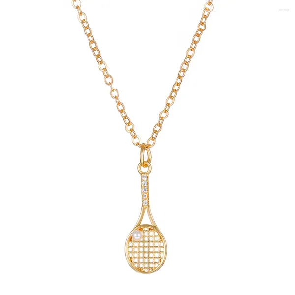 Colliers pendants Collier de raquette de tennis de perle pour femmes Luxury Racquette Clicule Chaîne Friends The Choker Bijoux Accessoires