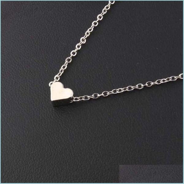 Pendentif Colliers Pendentif Collier Tendance Petit Coeur Court Femmes Plaqué Or Chaîne Amant Lady Fille Cadeaux Bijoux Beautifly Drop Livrer Dhvut