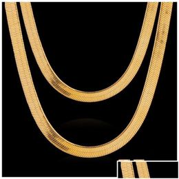 Colliers pendants Colliers pendants 18K Collier réel plaqué or avec tampon Hommes bijoux en gros de la chaîne de serpents chunky 18-28 dro dhytw